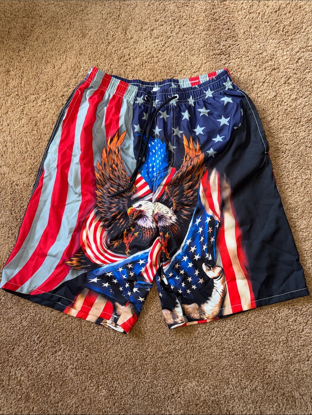Patriotic Eagle Men's Swim Trunks - Blue & Red
